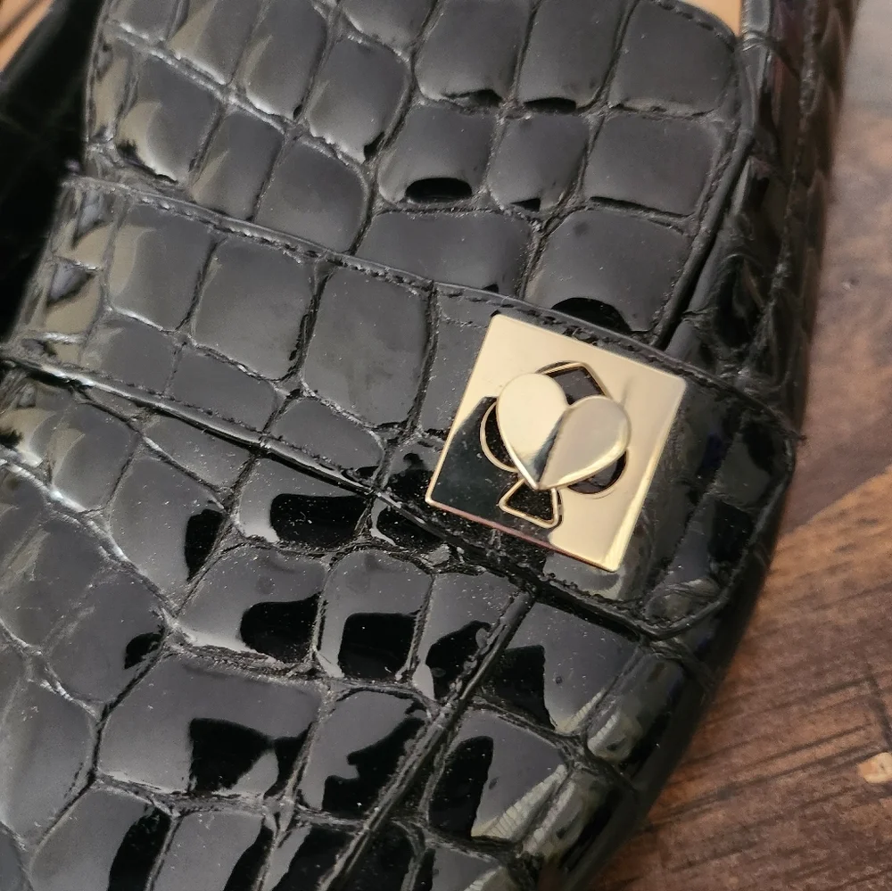 Kate Spade Darien Loafers Croc Embossed Patent Leather Size 8.5
